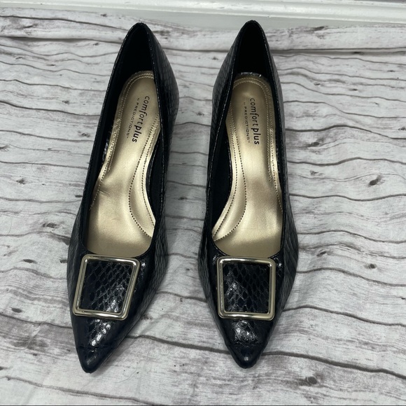 COMFORT PLUS by PREDICTIONS Black Pointed Heels
